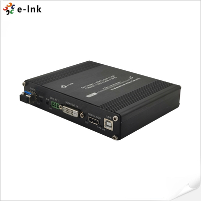 DVI KVM Fiber Optic Extender 1080P USB RS232 Audio GPIO Long-Distance Transmission