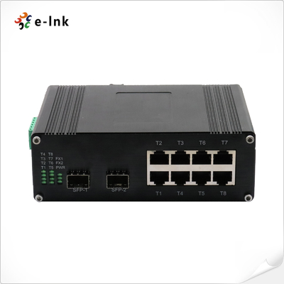 Industrial Ethernet Switch 8+2 Port Fast Ethernet Fiber Optic Wide Temperature