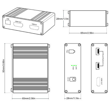 Mini 4K HDMI 2.0 KVM USB Fiber Extender 300m OM4 LC Uncompressed 60Hz