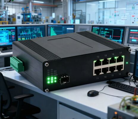 Industrial 8-Port Gigabit Ethernet Switch + 1-Port 1000Base-X Fiber -40~80°C