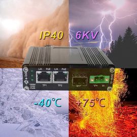 30W POE Fiber Media Converter DIN Rail / Wall Mount 2K MAC Addresses Table Size