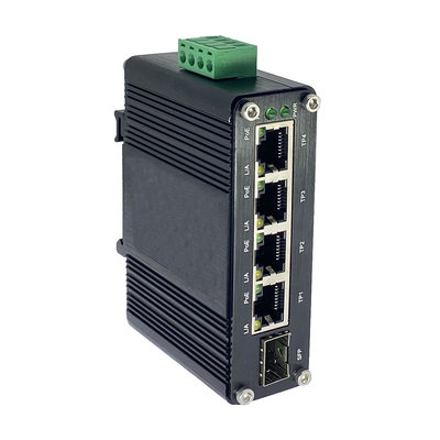 মিনি ৪-পোর্ট PoE + ১-পোর্ট SFP ইন্ডাস্ট্রিয়াল ইথারনেট সুইচ, ১২~৪৮VDC ভোল্টেজ বুস্টার